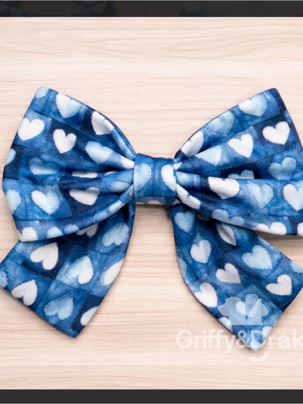 Boutique Blue Heart Pet Bow
